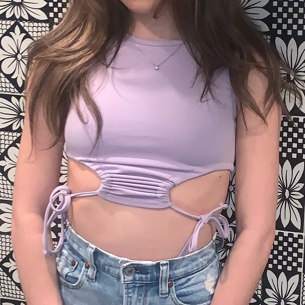 Purple tie crop top